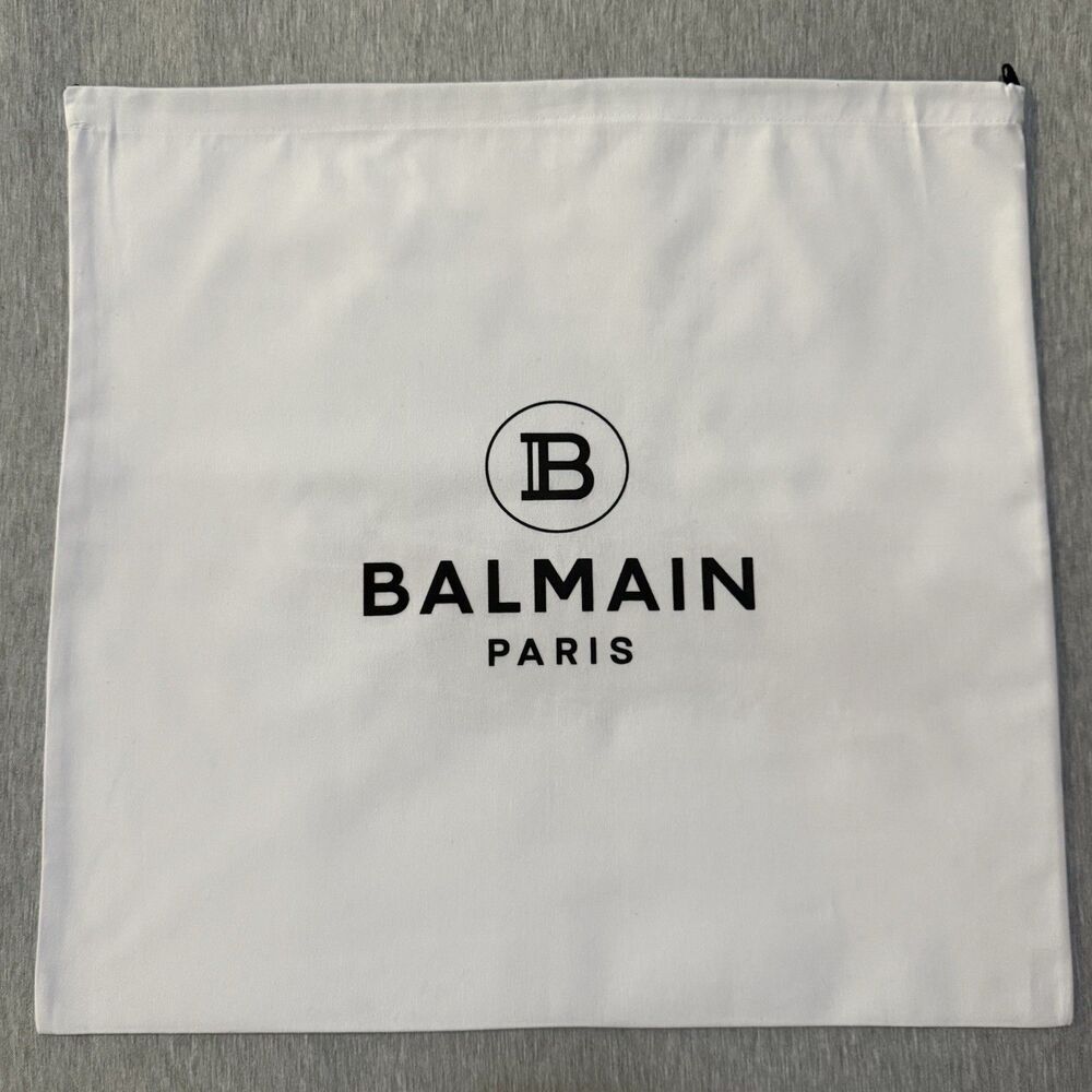 Balmain Paris Designer Dust Bag White Large 20x19 New Unused Drawstring Storage